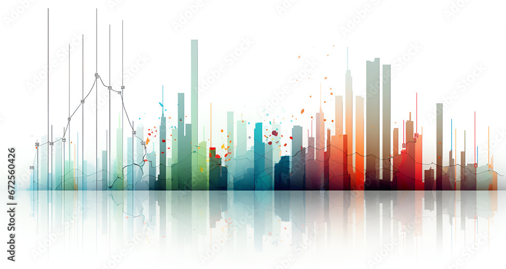 abstract background with lines city, business, cityscape, building, architecture, illustration, skyline, urban, skyscraper, vector, graph, 3d, design, buildings, town, technology