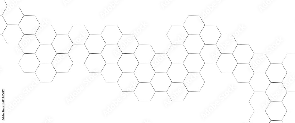 Vector modern hexagon honeycomb transparent background with glowing hexagon geometric lines.	 - obrazy, fototapety, plakaty 