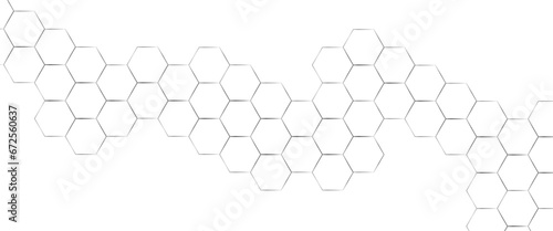 Vector modern hexagon honeycomb transparent background with glowing hexagon geometric lines. 