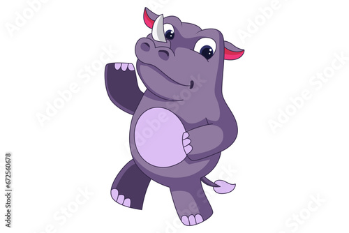 Cute Rhinoceros Cartoon Character Design