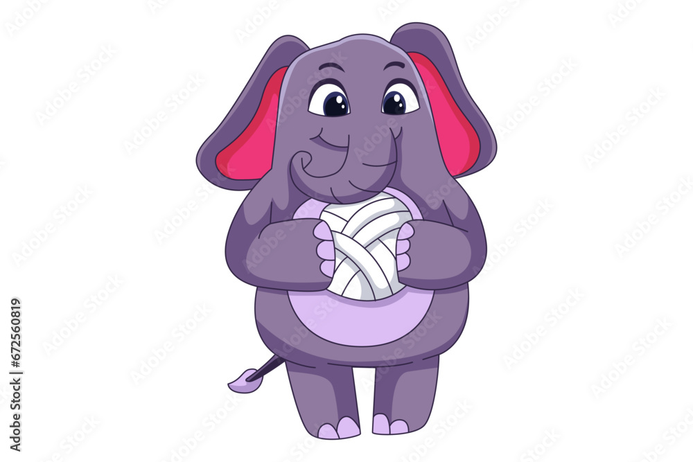 Fototapeta premium Cute Elephant Cartoon Character Design