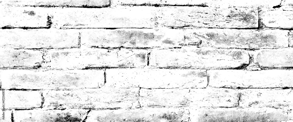 Vector black and white brick wall transparent background.