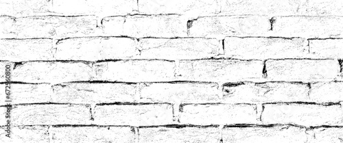 Vector black and white brick wall transparent background.