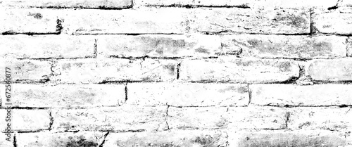 Vector black and white brick wall transparent background.