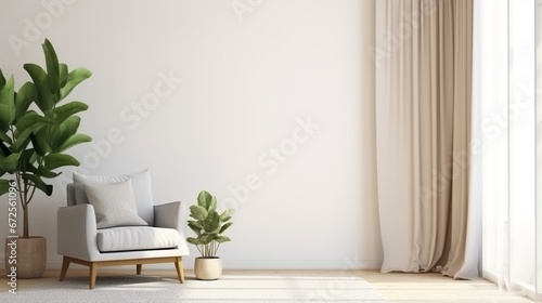 empty poster frame with home interior wall mockup gene rated by AI tool