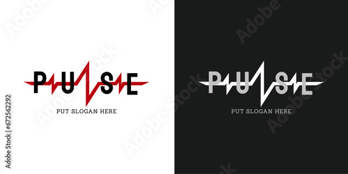 Pulse word-mark abstract logo with heartbeat