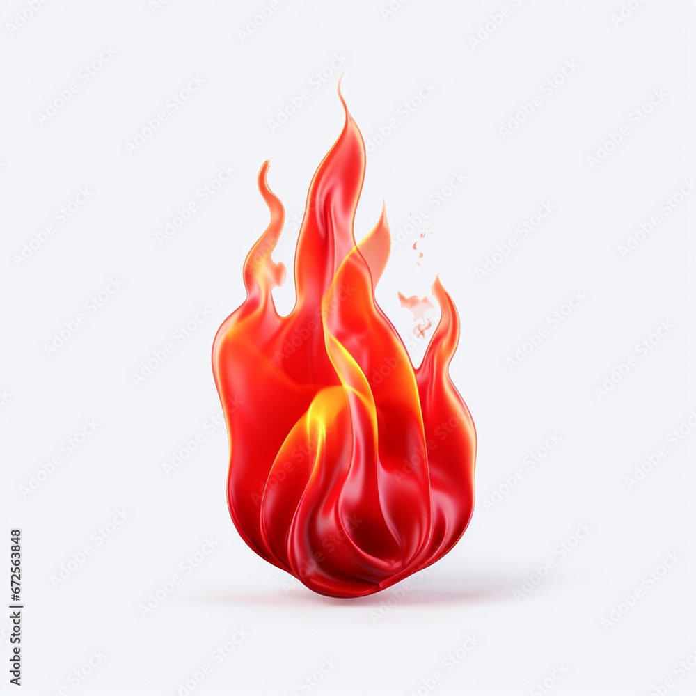 3d fire flame icon with burning red hot sparks isolated on white ...