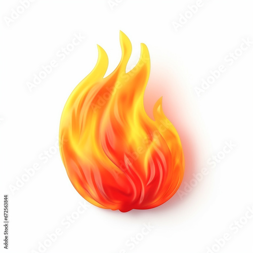 3d fire flame icon with burning red hot sparks isolated on white background, ai technology