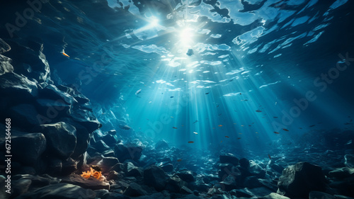 Sea or ocean underwater deep nature background generative ai