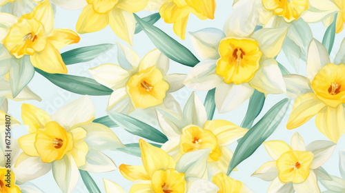 Playful Daffodils Watercolor Seamless Pattern, Background Image, Hd © ACE STEEL D