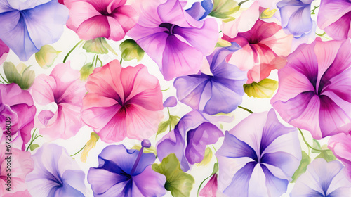 Playful Petunias Watercolor Seamless Pattern Colorful  Background Image  Hd