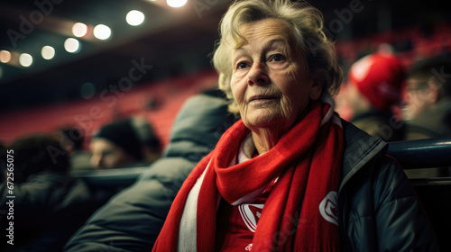 Portrait Of A Mature Female Football Fan With Years, Background Image, Hd