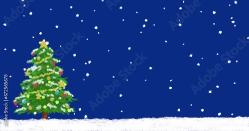 雪とクリスマスツリー