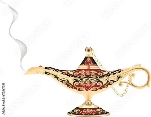 magic lamp illustration  vector design on white background