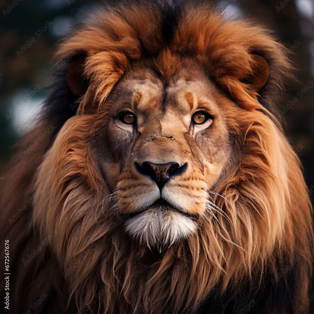 Close up photo of lion, ai technology