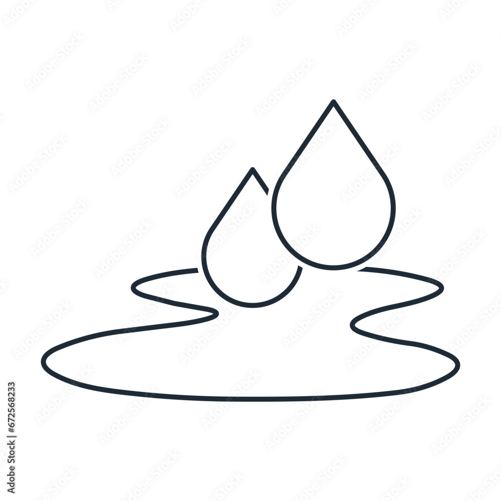 Spilled liquid. Puddle. Vector linear icon isolated on white background.