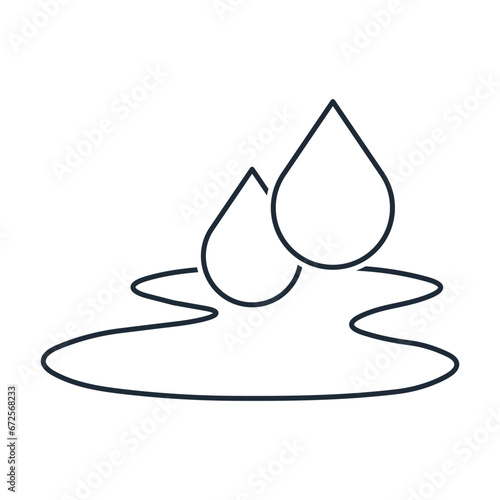 Spilled liquid. Puddle. Vector linear icon isolated on white background.