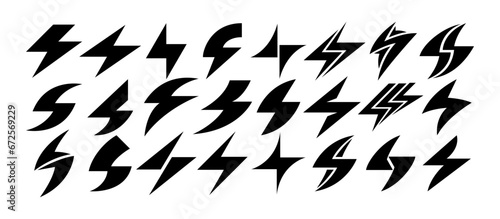 Simple abstract electrical power flash icon design set