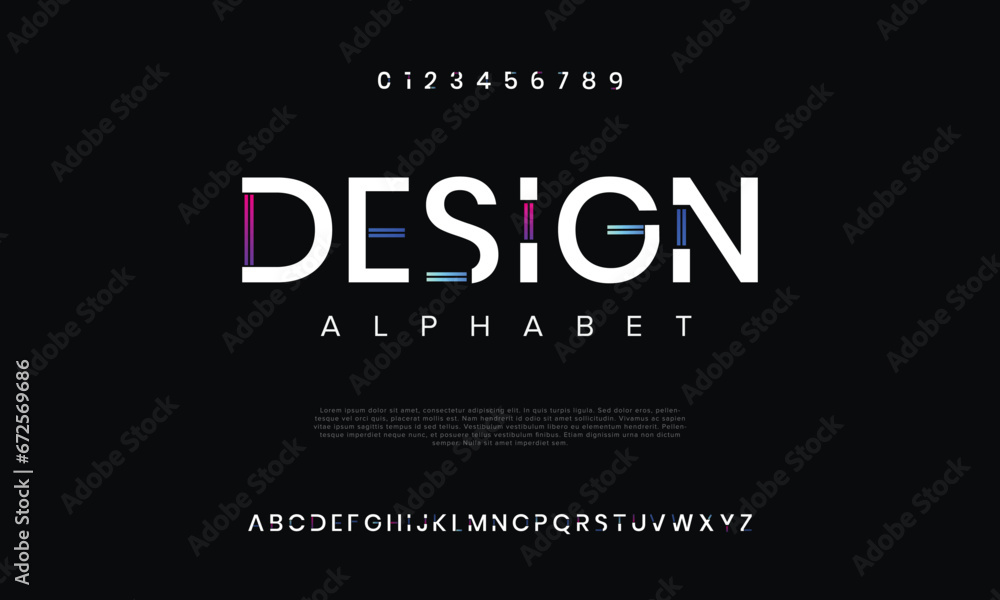 DESIGN Modern abstract digital alphabet colorful font minimal technology typography creative urban. vector illustration