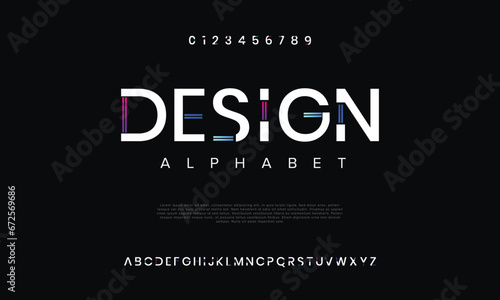 DESIGN Modern abstract digital alphabet colorful font minimal technology typography creative urban. vector illustration