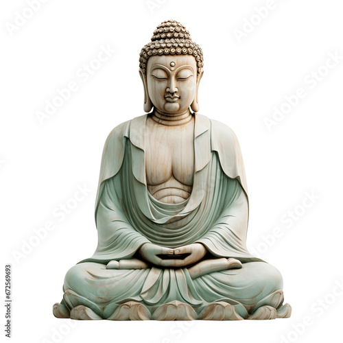 Meditating Buddha Statue in lotus position isolated on transparent background (png)