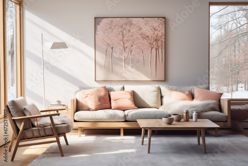 Scandinavian mid century home minimalist interior design photo
