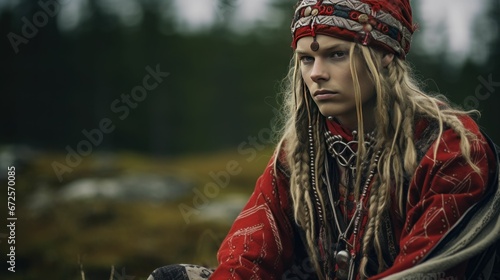 A Finnish man in traditional Sami clothing