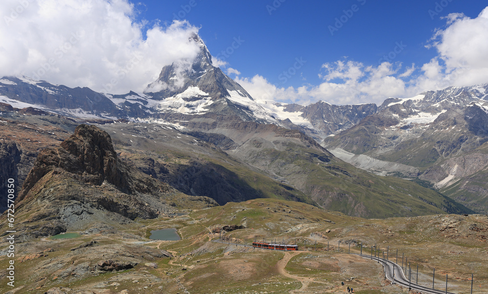 The Gornergrat railway is a mountain rack railway, located in the Swiss canton of Valais. It links the resort village of Zermatt, situated at 1,604 m, to the summit of the Gornergrat