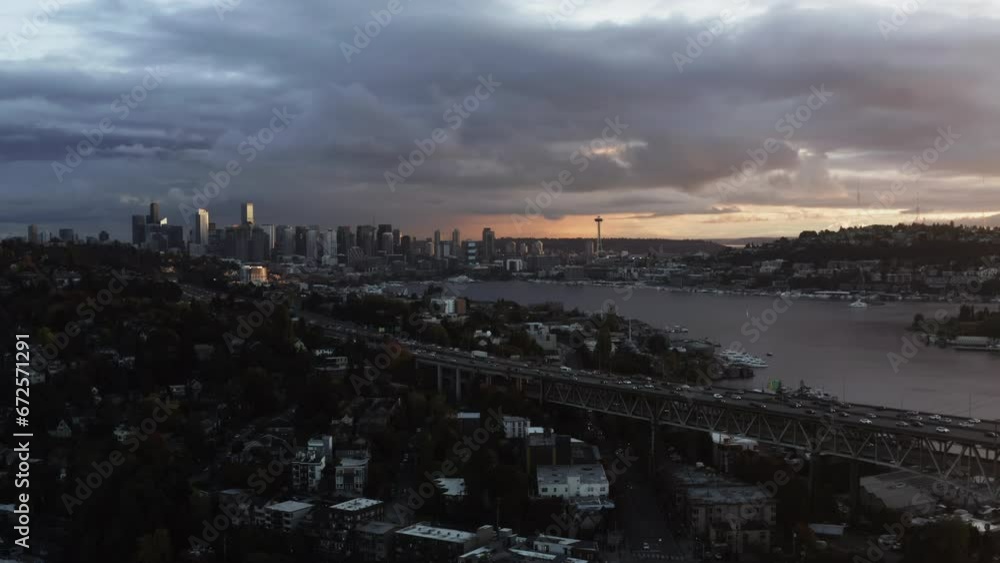 Seattle Downtown Aerial Sunset Seattle Downtown Aerial Sunset