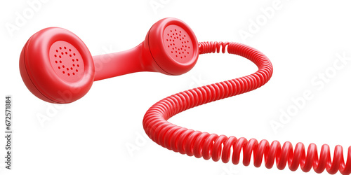 Foto Red old telephone receiver isolated on white transparent background, PNG