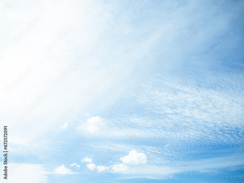 Obraz premium Day Blue Sky Background Cloud Summer cloudy Clear Beauty Light White Texture Horizon Spring Nature Air Clean Sunny Bright Skyline View Landscape Morning Sun Backdrop Scene Fresh Sunshine Texture.