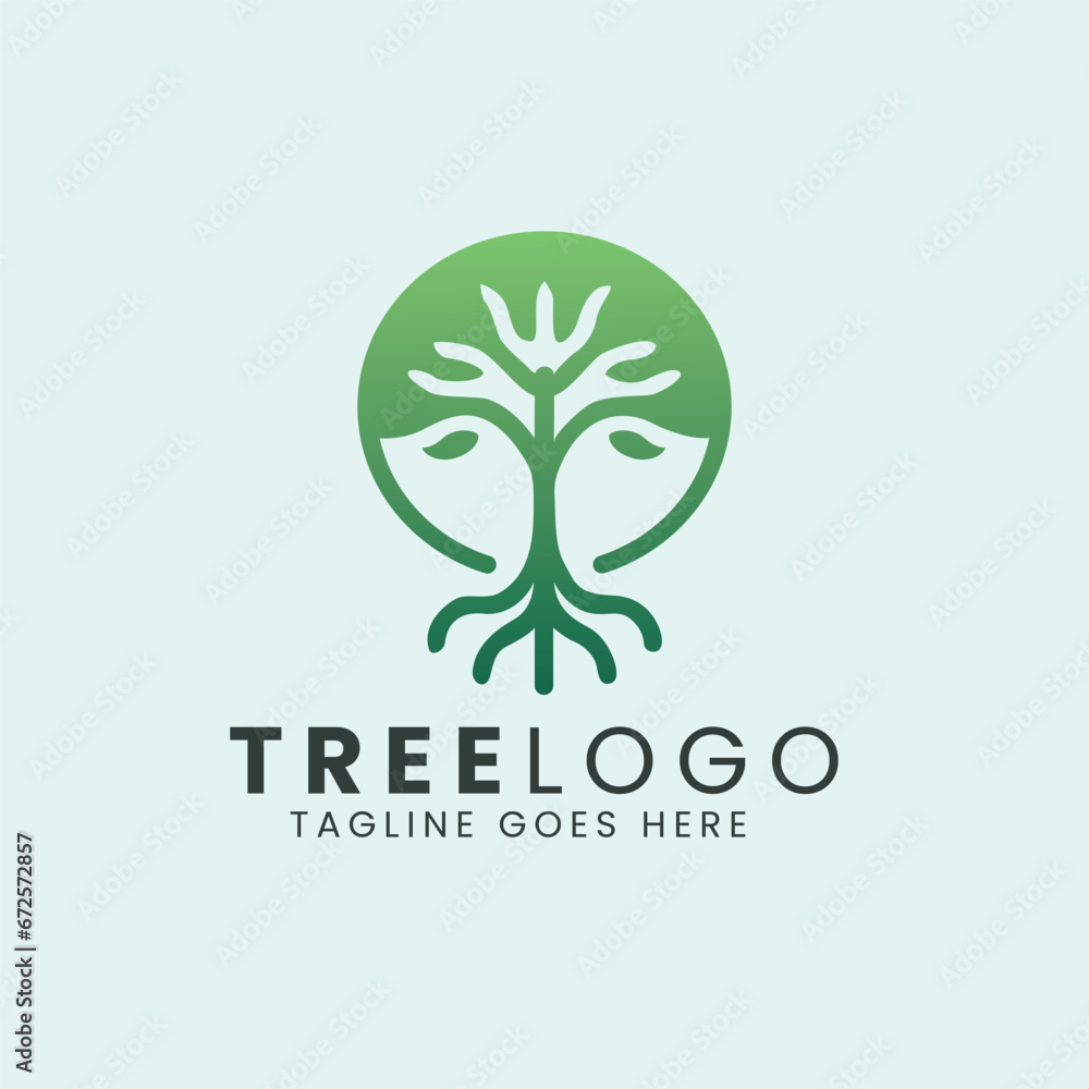 Tree Icon Logo Design, Nature trees vector illustration logo design.