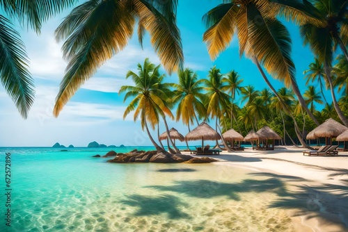 beach with palm trees © Sofia Saif