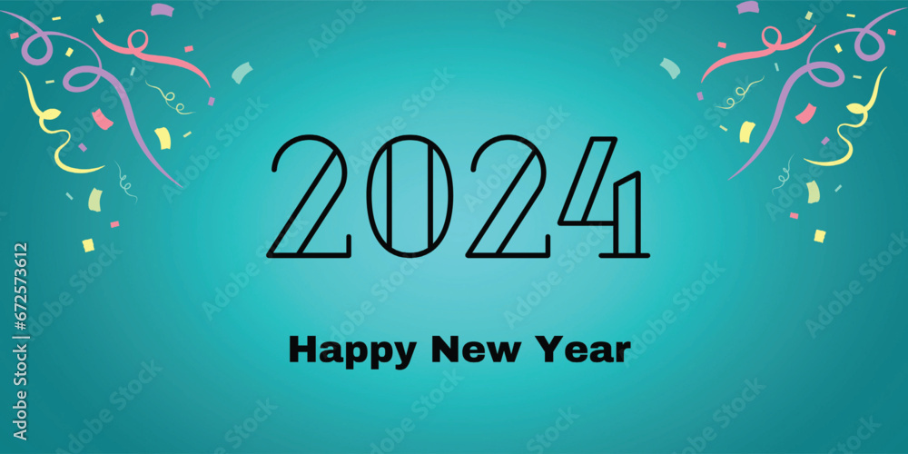 Happy New Year 2024 Greeting background vector illustration. Modern Colorful 2024 new year. 2024