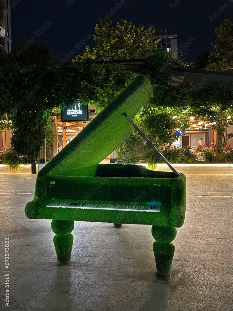 Creative sculptures in Yerevan city. Public park in central district at