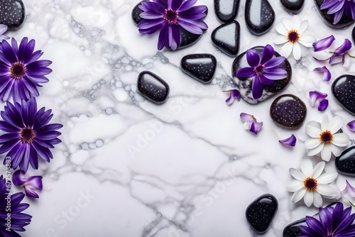 flowers and stones