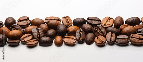 White background with coffee beans separated photo