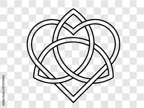 Celtic love icon. Triquetra heart symbol. Vector illustration isolated on transparent background