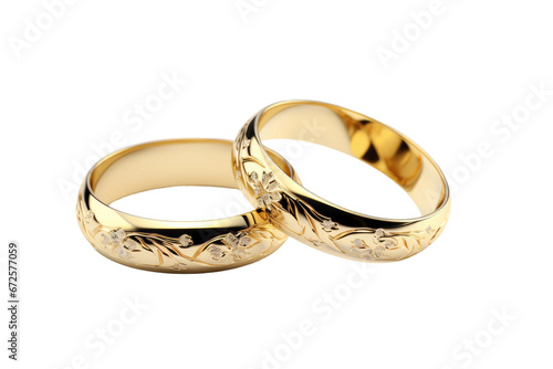 A Union in Elegance Couples Wedding Rings in Detail Isolated On Transparent Background.