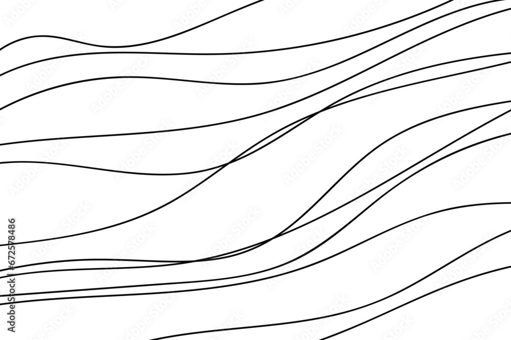 Monochrome wave pattern. Wavy background. Hand drawn lines. Hair texture. Doodle for design. Line art. Black and white - obrazy, fototapety, plakaty 