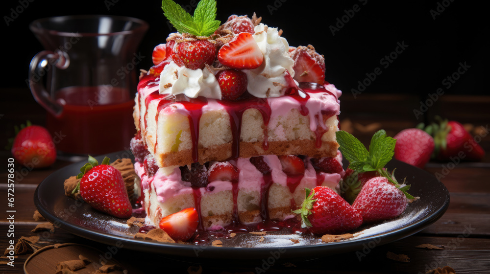 Strawberry Cake  Professional Photography And Light, Background Image, Hd