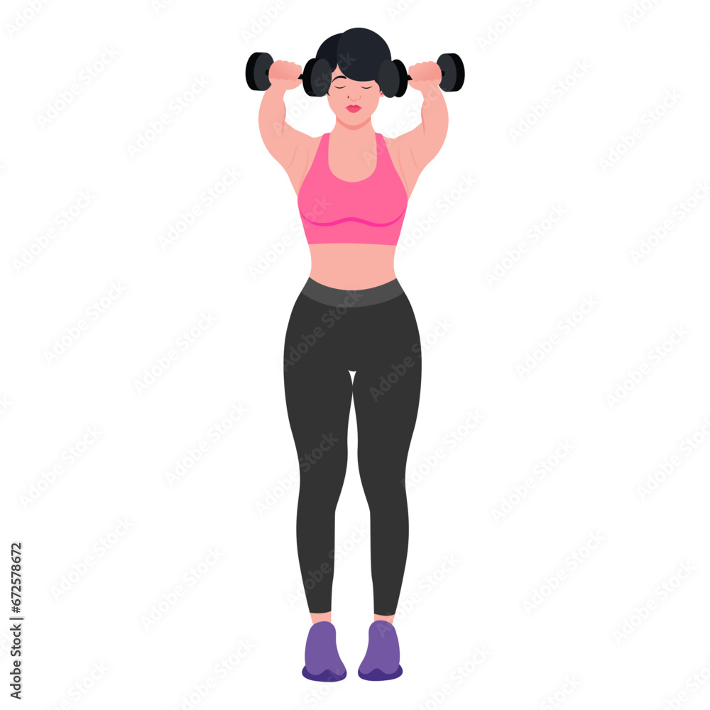 Fototapeta premium set of sports women lifting weights healthy