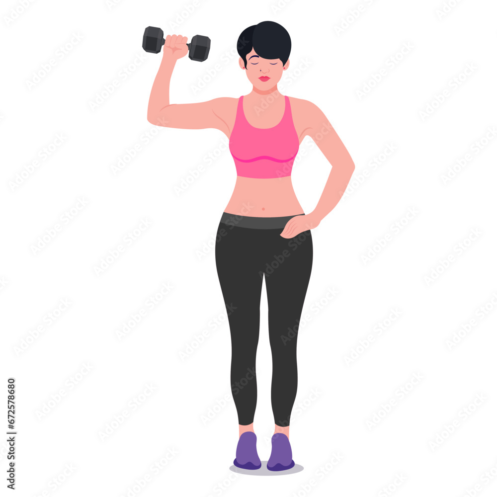 Fototapeta premium set of sports women lifting weights dumbbell
