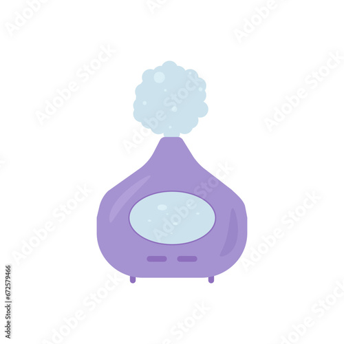 Vector air humidifier in lilac color isolated on a white background. Household appliances for a healthy and comfortable lifestyle, modern electronics for the home.