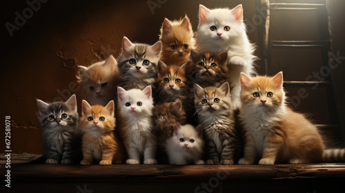 Towering Stacked Wall Of Cute Kittens , Background Image, Hd