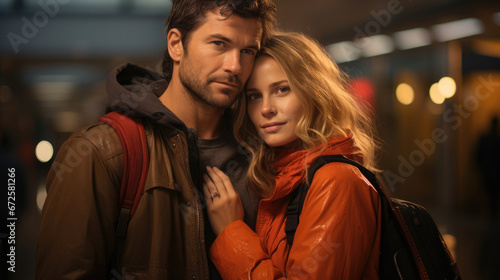 Traveling Couple With Luggage Standing Together , Background Image, Hd © ACE STEEL D