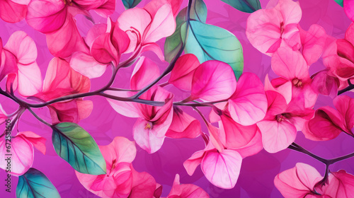 Tropical Bougainvillea Watercolor Seamless Pattern  Background Image  Hd