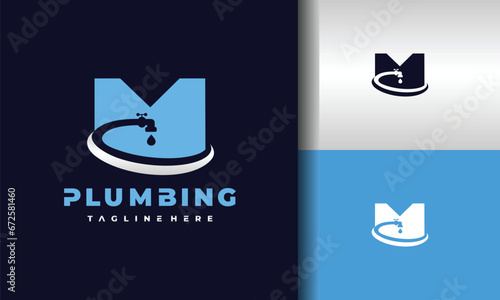 letter M water faucet logo