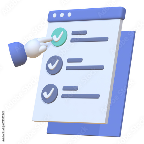 Task Checklist 3d Illustration of the approved stamp concept, suitable for use on commercial websites, marketing collateral, and product packaging