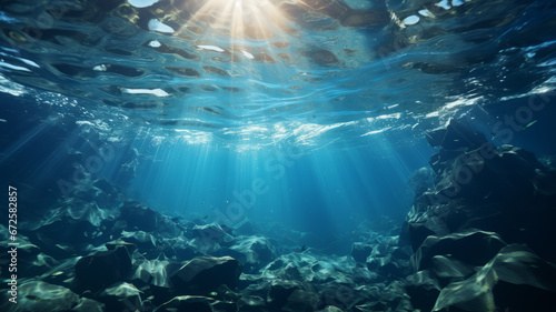 Sea or ocean underwater deep nature background, generative ai © Krisana
